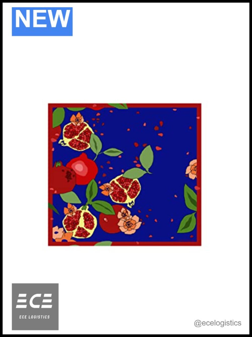 Pure Silk Pomegranate Scarf XL Armenian Jewish Gift for Her